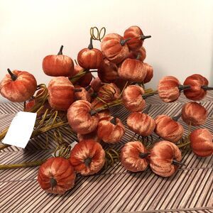 Hobby Lobby Rustic Orange Pumpkin Velvet Stem Bundle Thanksgiving Harvest Décor
